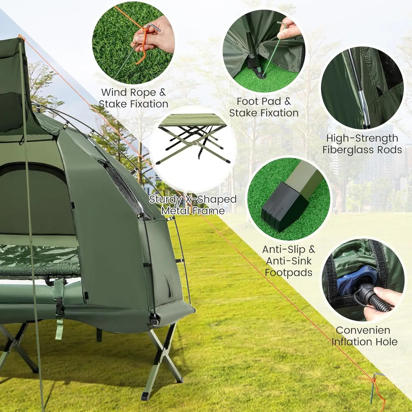 5-in-1 Camping Tent Cot Combo